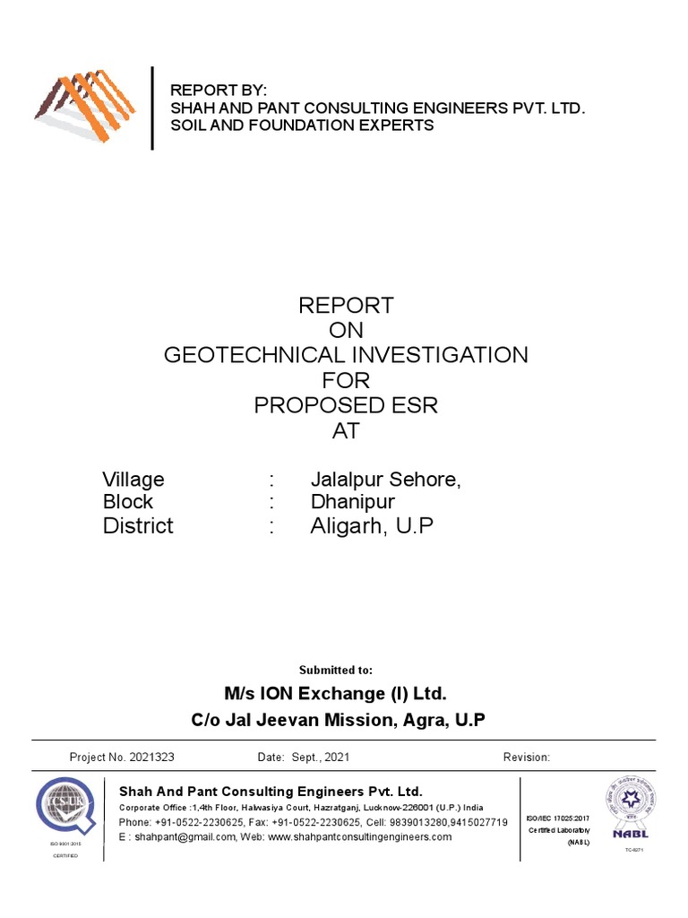 Geotechnical Soil Test Report for ESR | PDF | Geotechnical Engineering ...