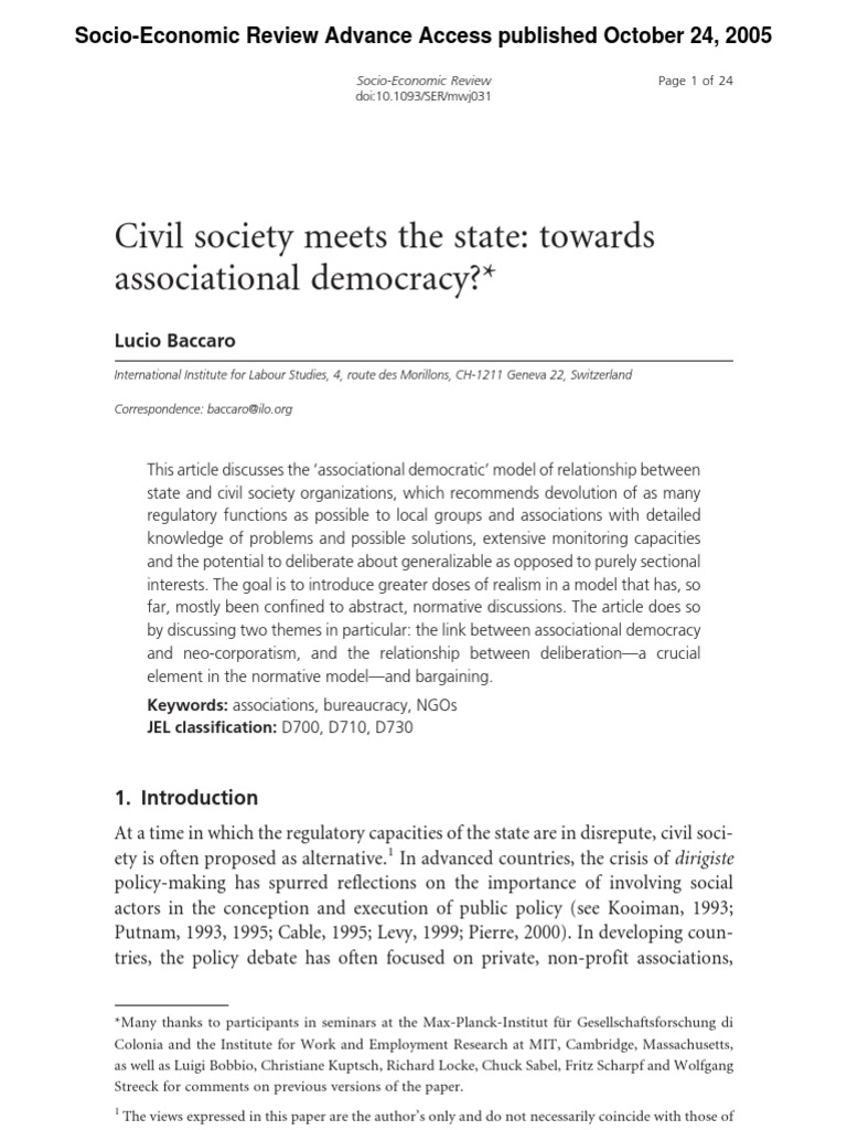 Associational Democracy and Civil Society | PDF | Deliberation ...