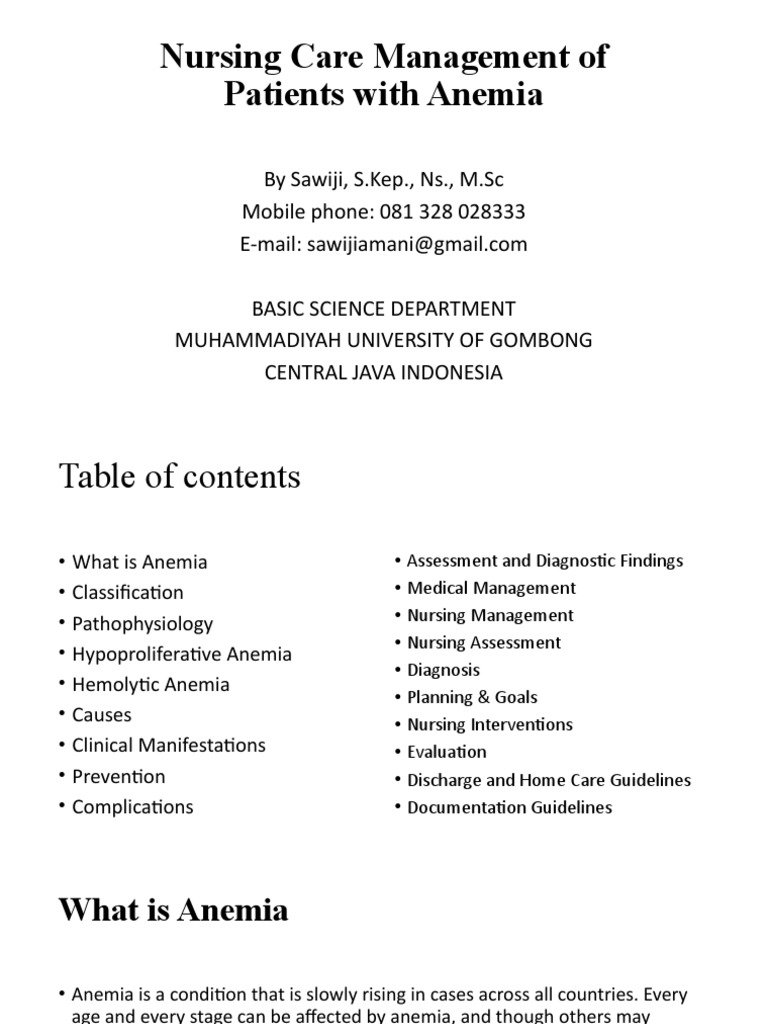 Nursing Care for Patients with Anemia | PDF | Anemia | Red Blood Cell