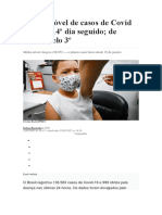 Média Móvel de Casos de Covid Cai Pelo 14º Dia Seguido