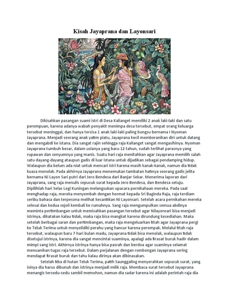 Kisah Jayaprana Dan Layonsari | PDF