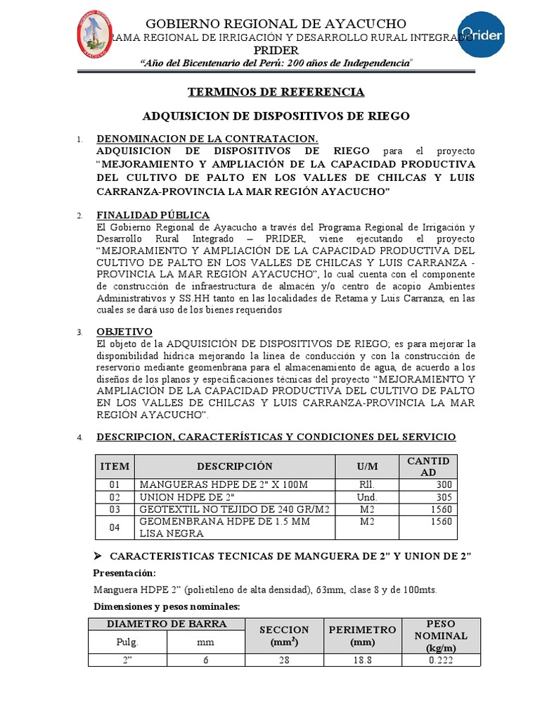 TDR Modulo de Riego | PDF | Perú