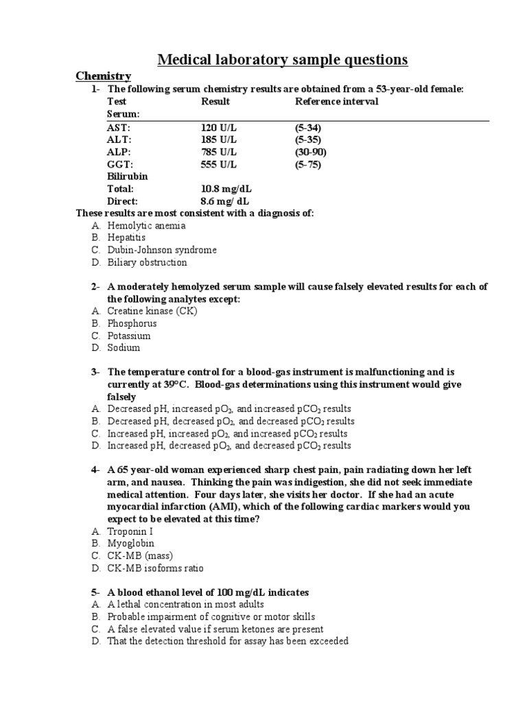 Medical Laboratory Sample Questions PDF Microscopy Urine