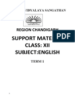 Region Chandigarh: Support Material Class: Xii Subject:English