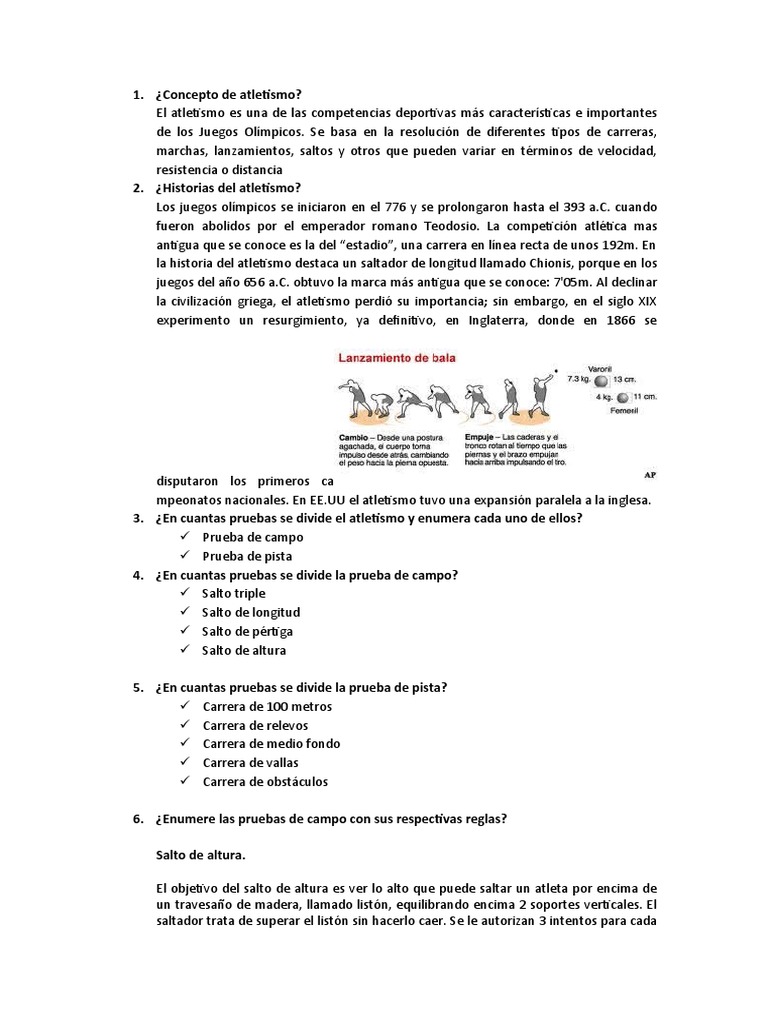 Concepto de Atletismo | PDF | Deporte del atletismo | Juegos de ...