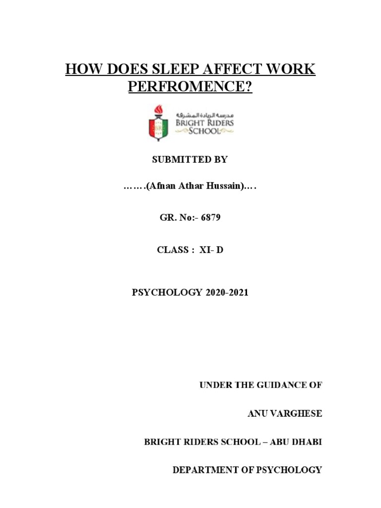 Final Research Project - Psychology (Afnan) | PDF | Sleep | Sleep ...