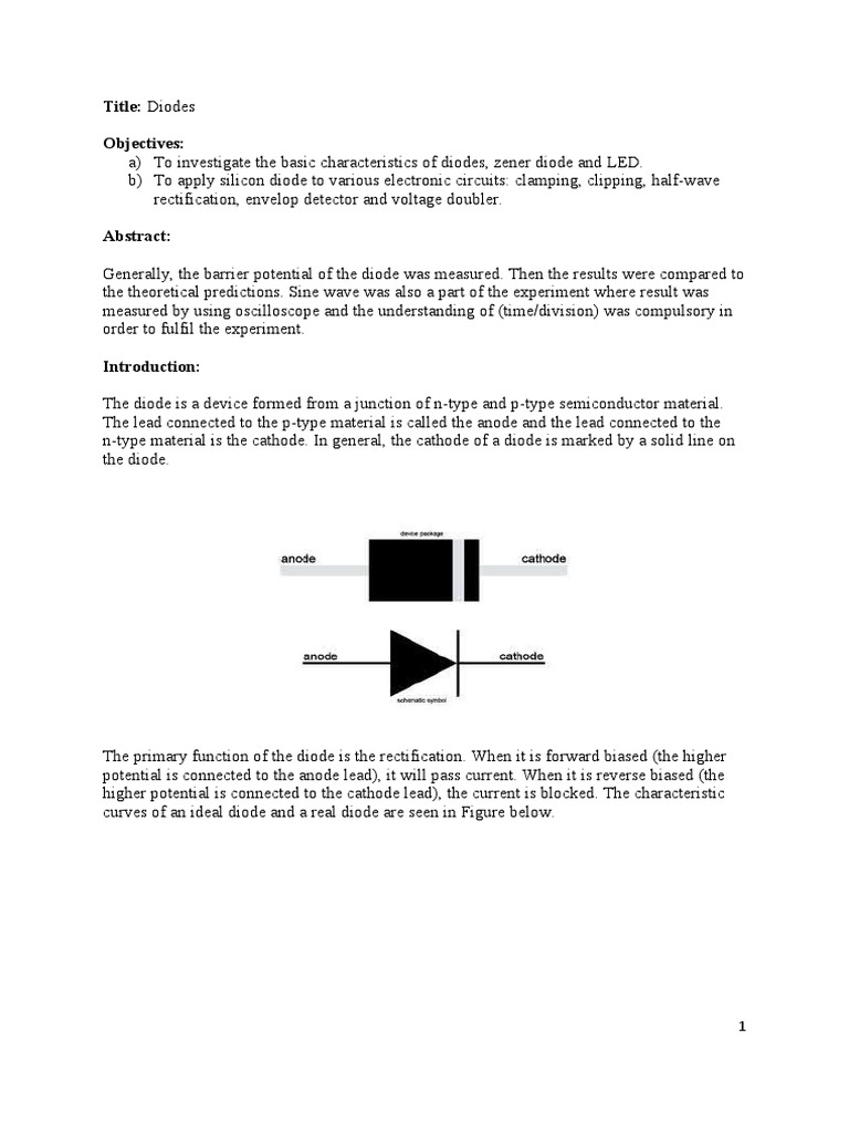 Basic Electronics Lab 1 | PDF | Rectifier | Diode