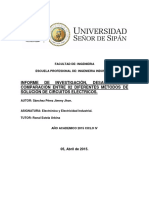 Informe de Investigación, Desarrollo y Comparación Entre 02 Diferentes Métodos de Solución de Circuitos Eléctricos.