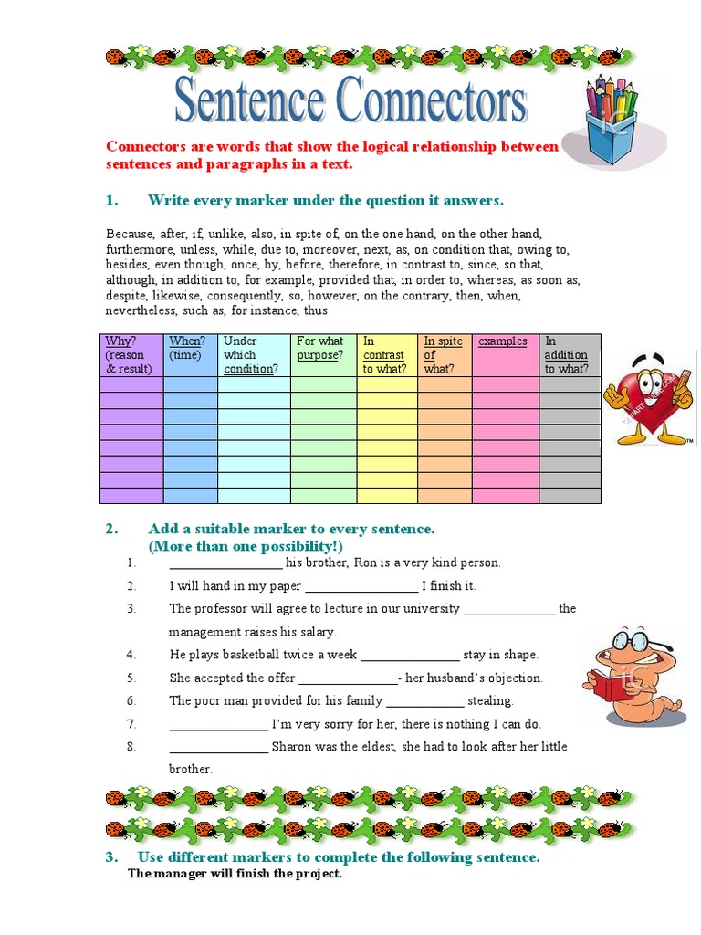 Connectors Are Words That Show The Logical Relationship Between