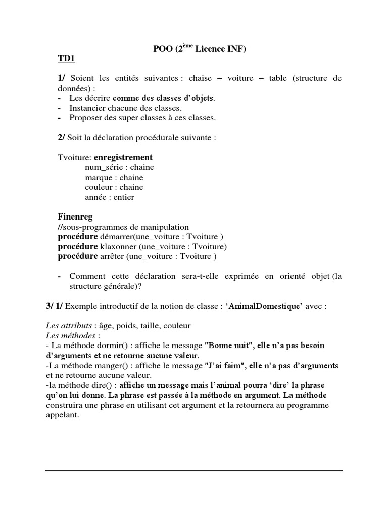 Classes et objets en POO | PDF | Classe (informatique) | Programmation ...