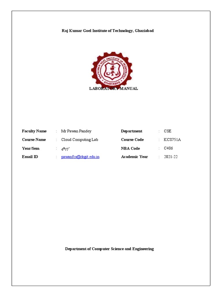 CC Lab Manual | PDF | Engineering | Virtual Machine