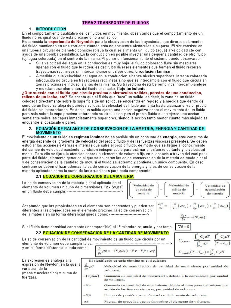 Transporte de Fluidos: Ecuaciones Clave | PDF | Gases | Viscosidad