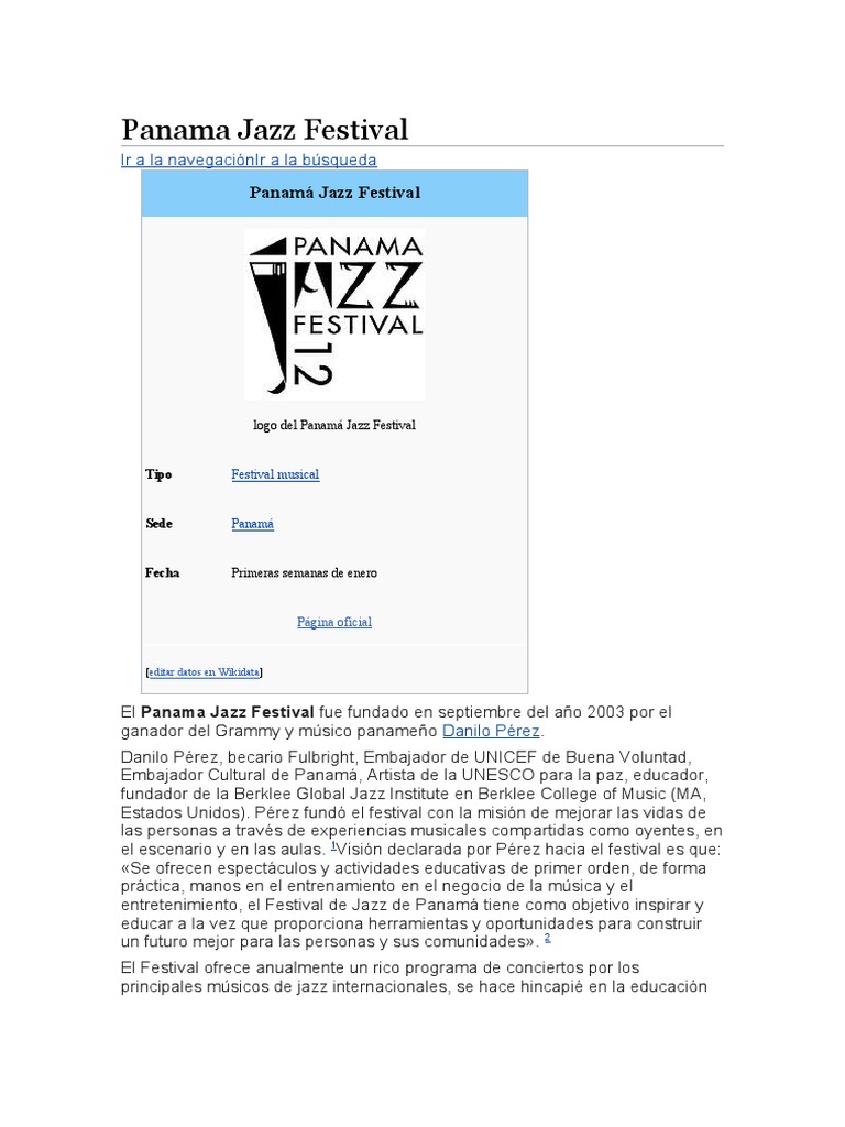 Panama Jazz Festival PDF Jazz