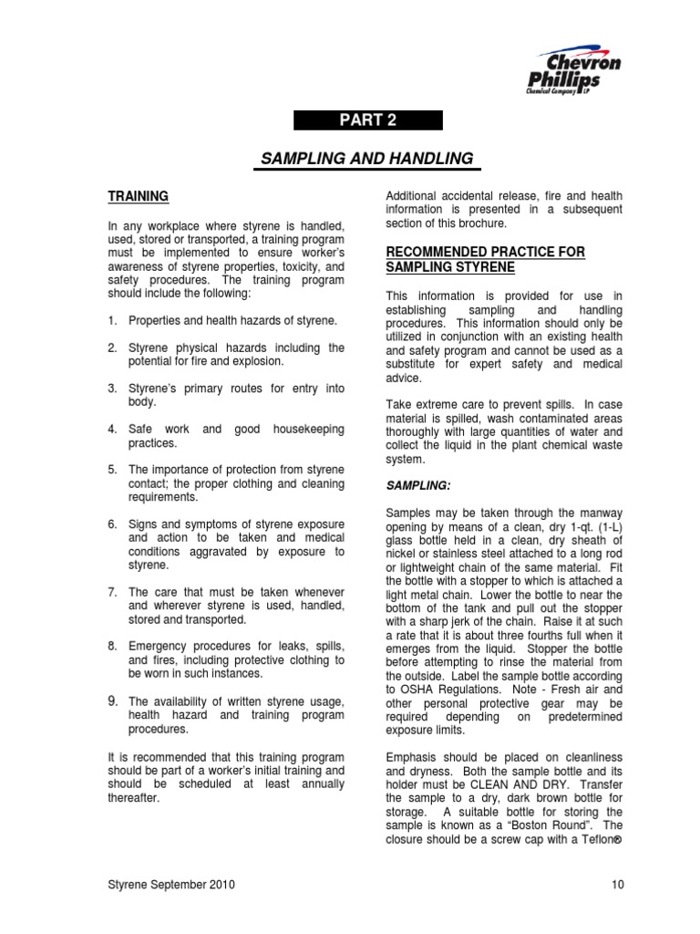 Pages From Safe Handling and Storage of Styrene Monomer 3 PDF Health Sciences