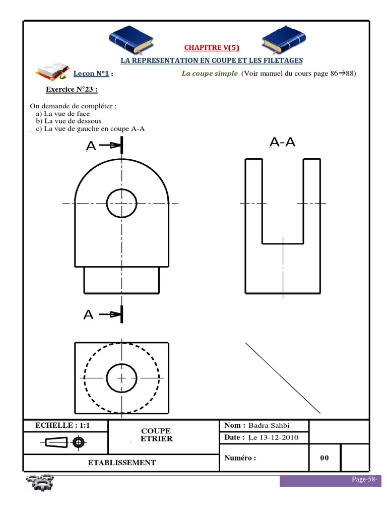 Exercice de dessin technique en mécanique | PDF | Vis de fixation ...