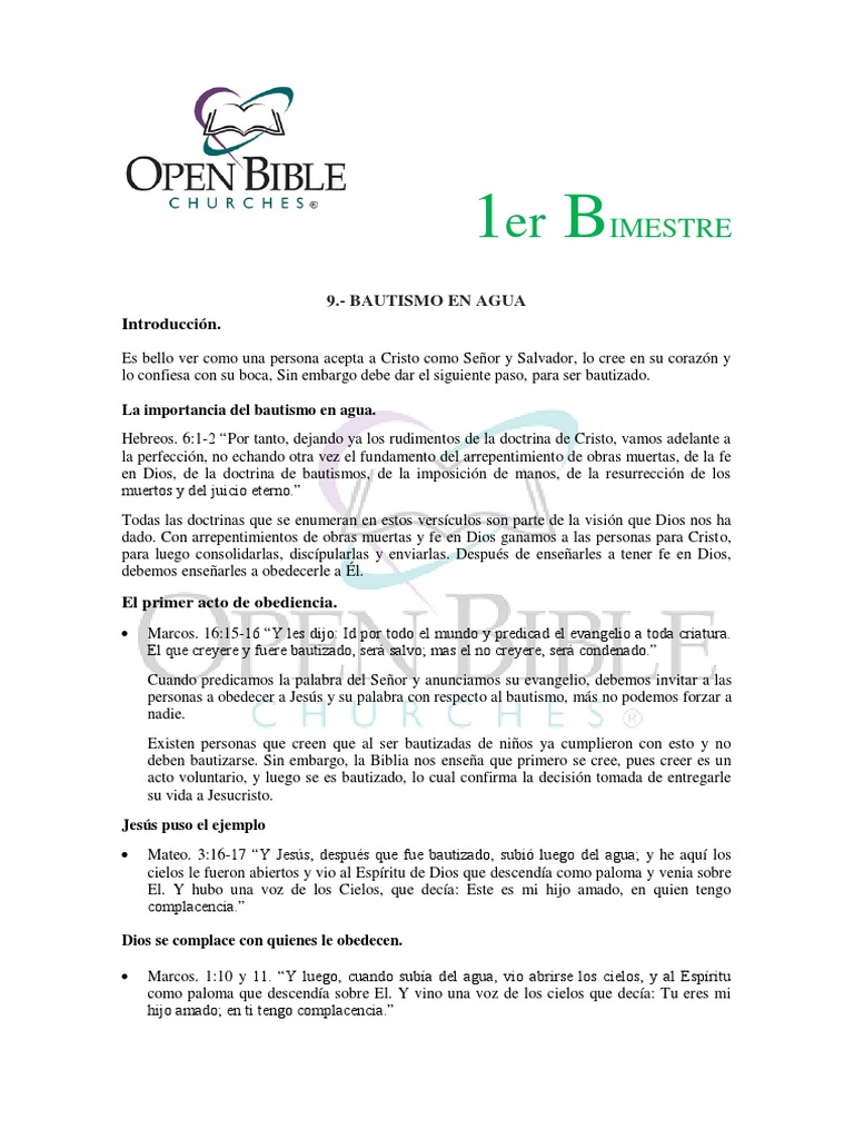 Bautismo en Agua - Bautismo en El Cuerpo de Cristo | PDF | Bautismo | Jesús