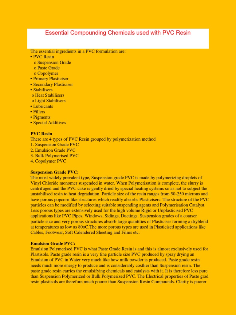 PVC Compounding Ingredients Overview | PDF | Polyvinyl Chloride ...