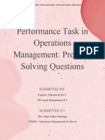 Performance Task in Operations Management: Problem Solving Questions
