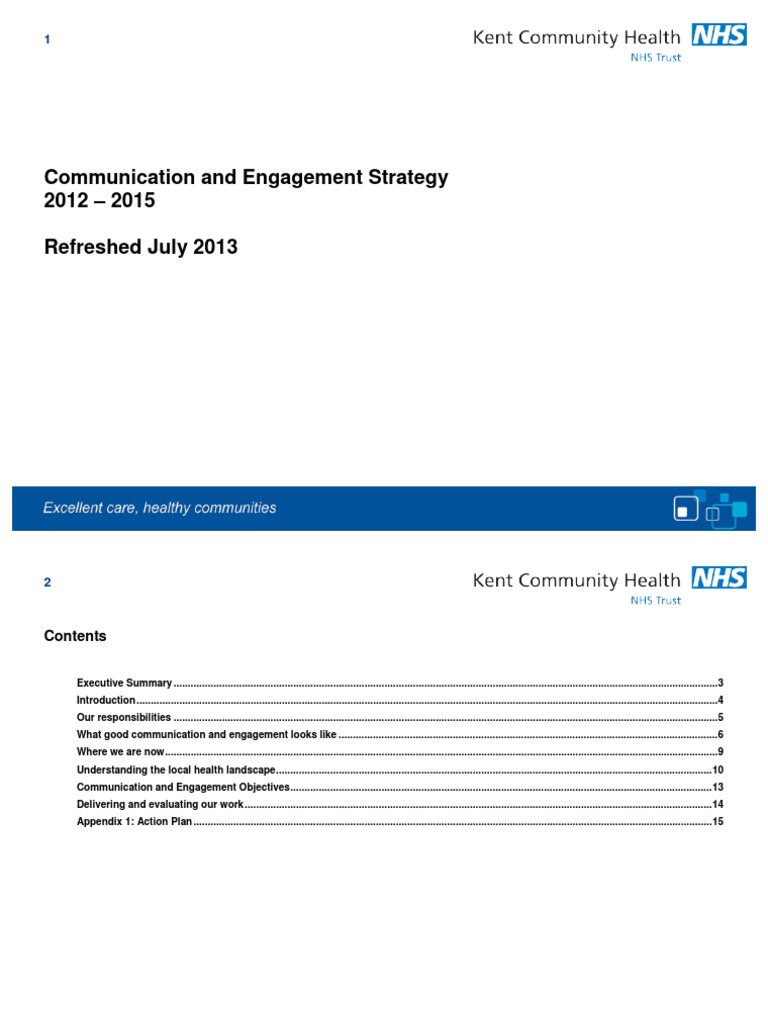 Communication Engagement Strategy 2012-2015 | PDF | National Health ...