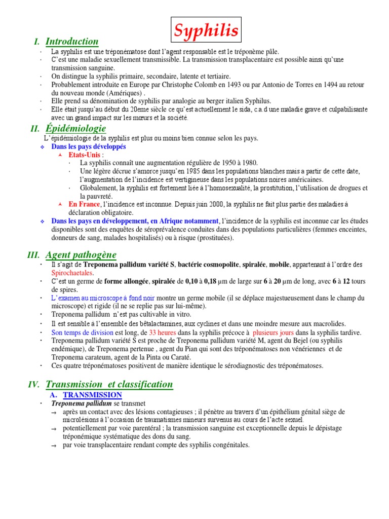Symptômes et traitement de la syphilis | PDF | Maladies animales | Médecine