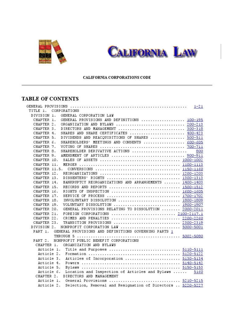 CA Corporations Code PDF Corporations Chapter 11