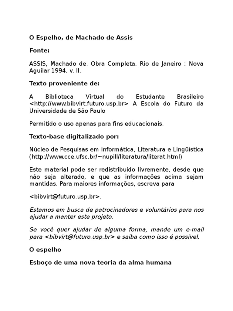 O Espelho Machado de Assis PDF