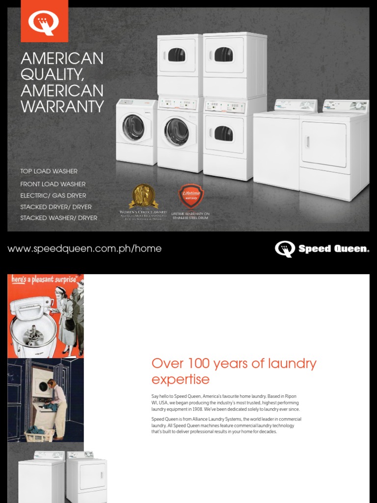 Speed Queen Washers and Dryers Brochure Philippines | PDF | Washing ...