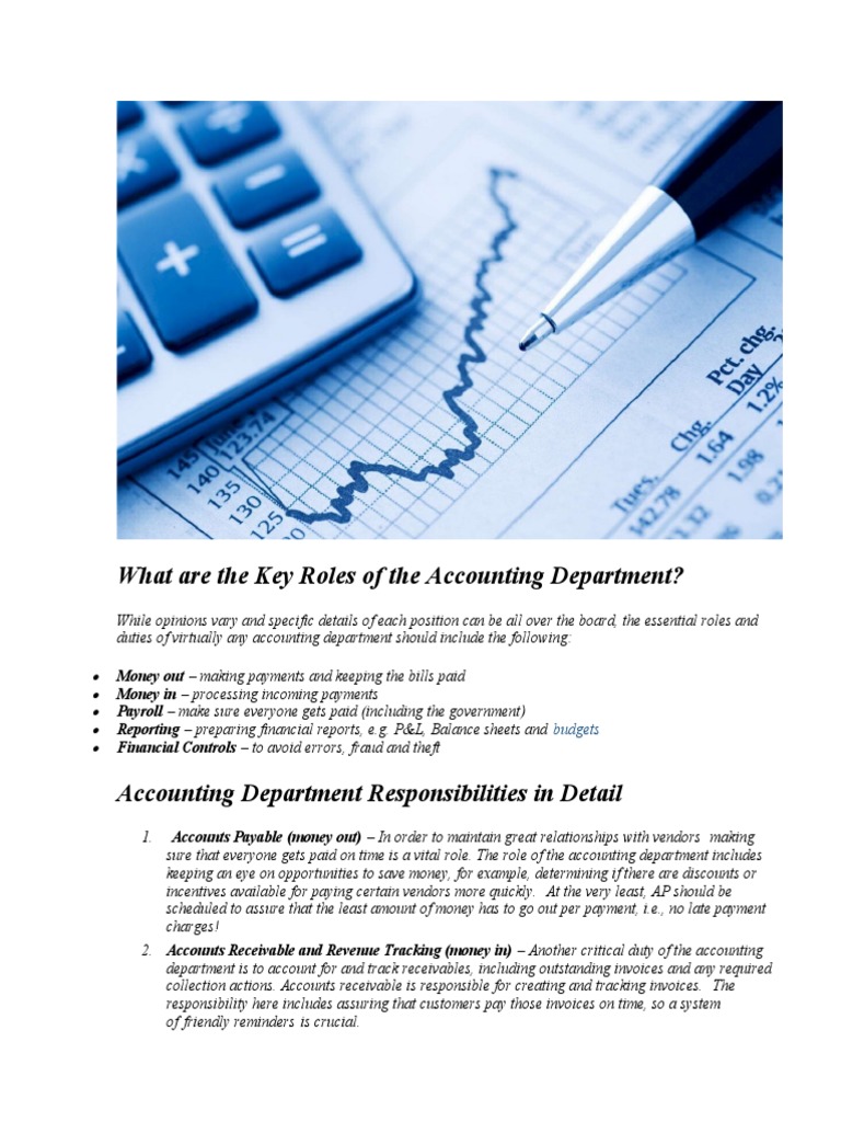 Key Roles of the Accounting Department | PDF | Accounting | Corporations