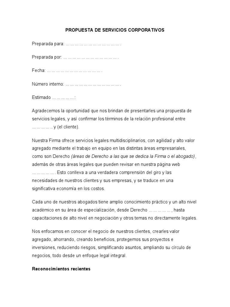 Propuesta de Servicios Corporativos | PDF | Business | Cliente