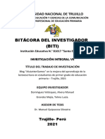 BITÁCORA DEL INVESTIGADOR (BITI) Primera Parte