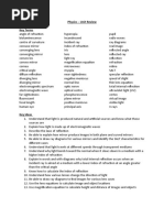 Physics - Unit Review Key Terms