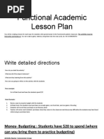 Functional Academic Lesson Plan