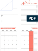 Planejamento mensal de Abril com calendário e tarefas