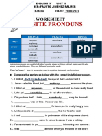 Practice I. Indefinite Pronouns