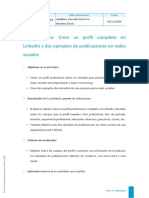 Caso Práctico Crear Un Perfil Completo en LinkedIn y Dos Ejemplos de Publicaciones en Redes Sociales