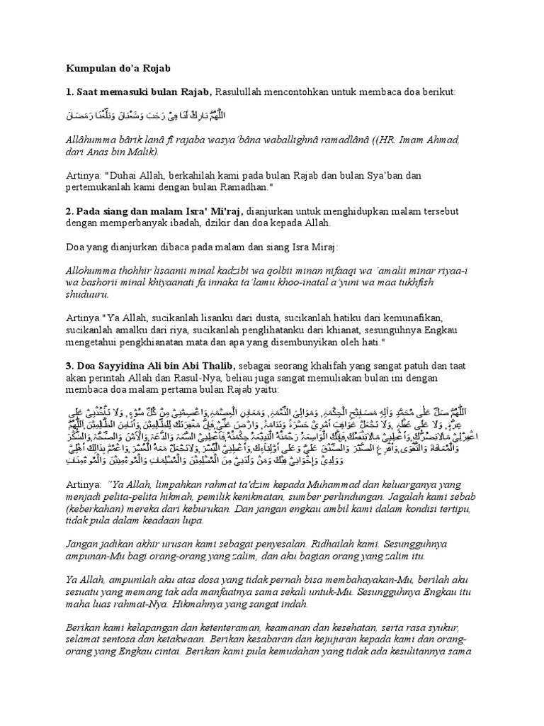 Doa-doa Bulan Rajab Lengkap | PDF