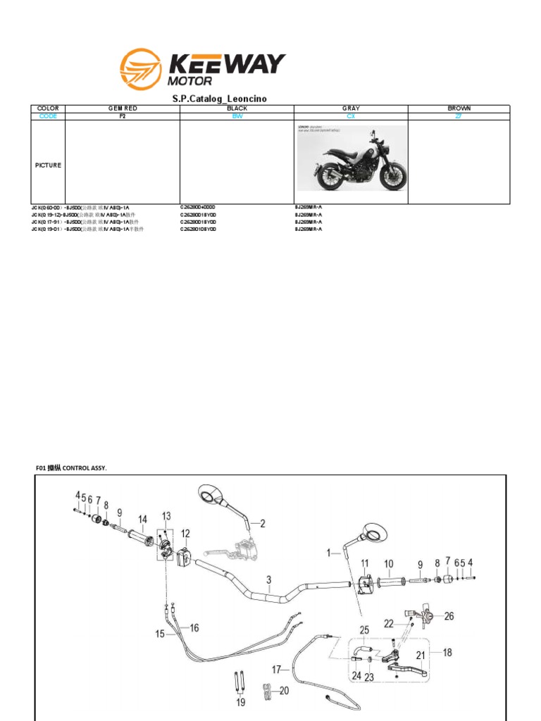 Benelli Leoncino 500 Parts List | PDF | Axle | Brake