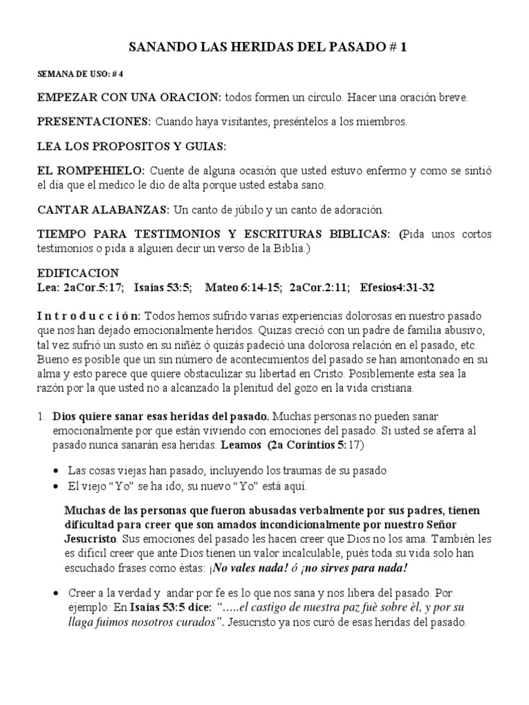 # 4 Sanando Las Heridas Del Pasado | PDF | Oración | Perdón
