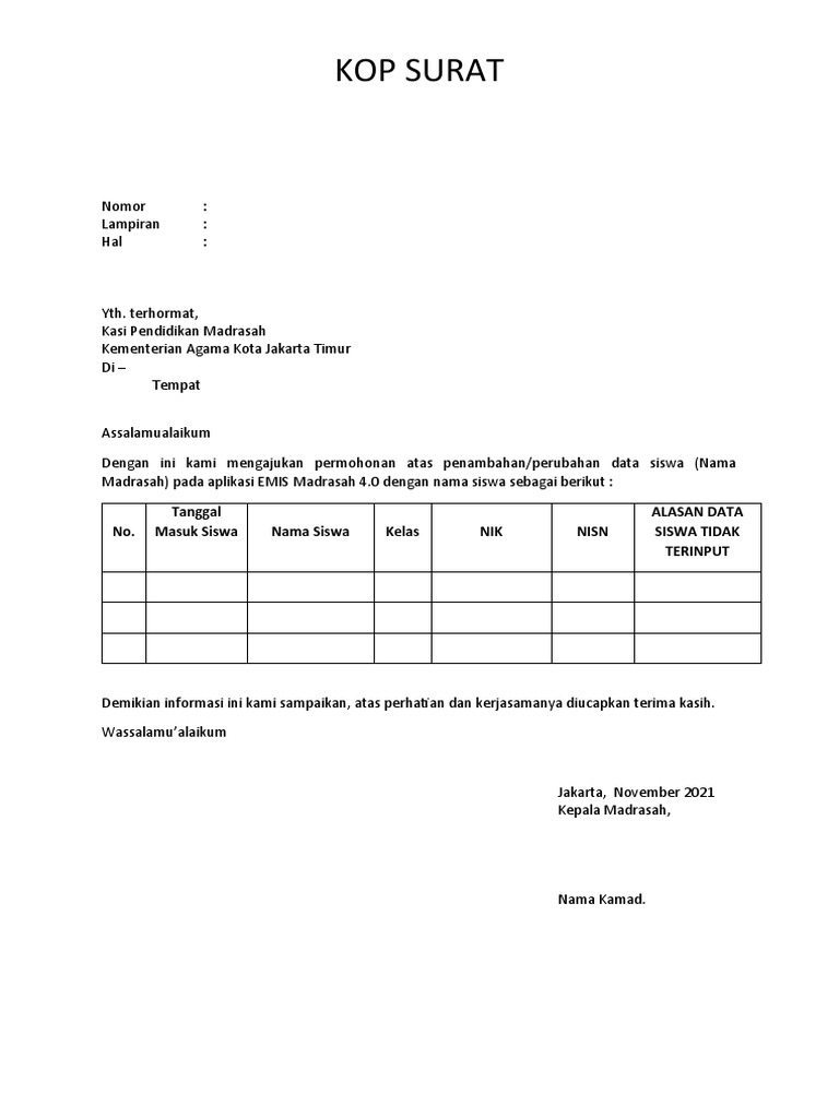 Surat Permohonan Emis Pdf