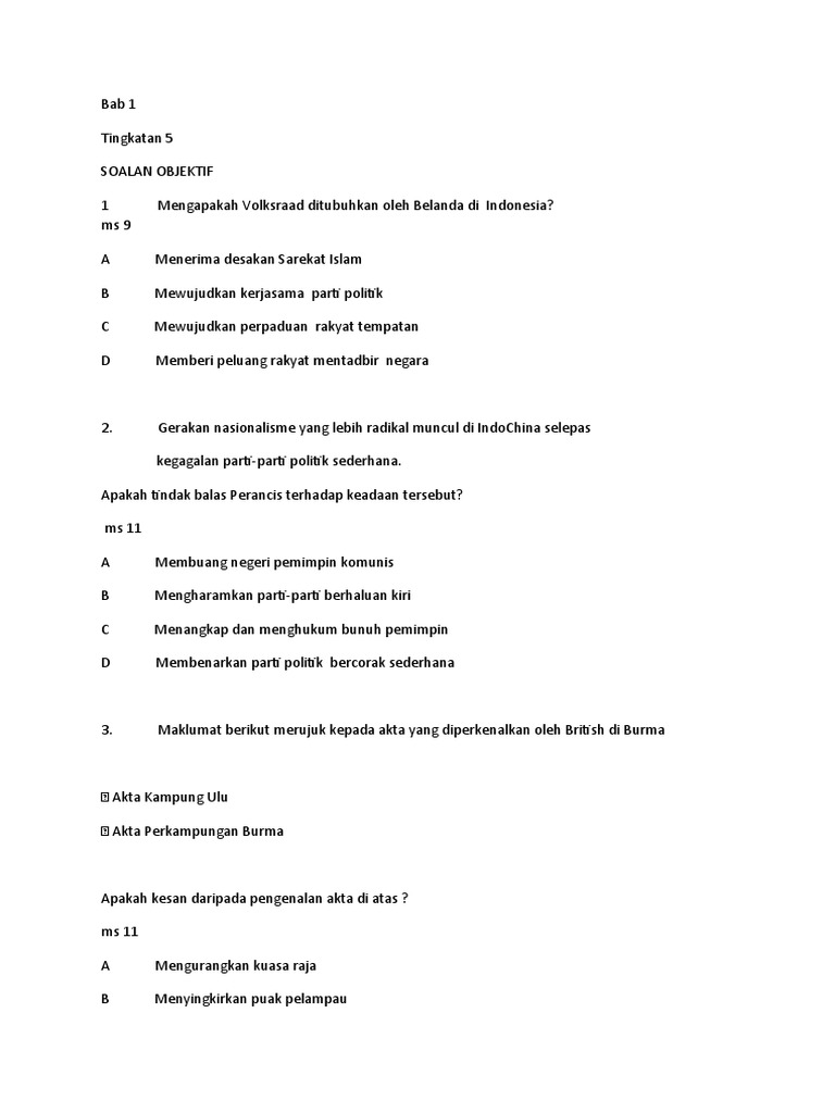 Soalan Tingkatan 5 1 9 Pdf
