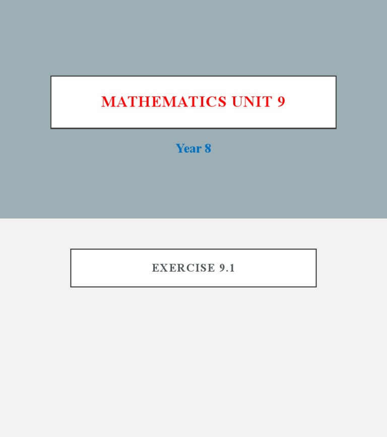 Year 8 Mathematics Unit 9 Exercises | PDF