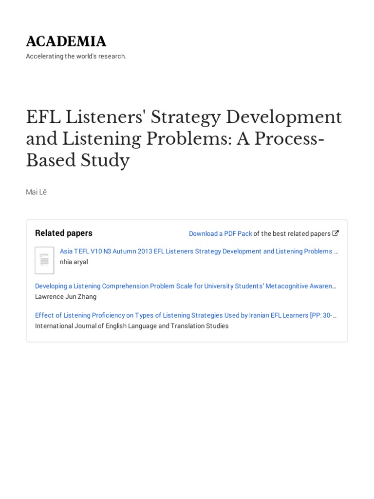 EFL Listening Strategies and Challenges | PDF | English As A Second Or ...