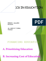 Economics in Education: Freddie C. Gallardo Discussant Ma. Janelyn T. Fundal Professor