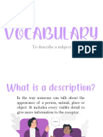 Vocabulary: To Describe A Subject