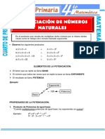 Potenciacion de Numeros Naturales para Cuarto de Primaria