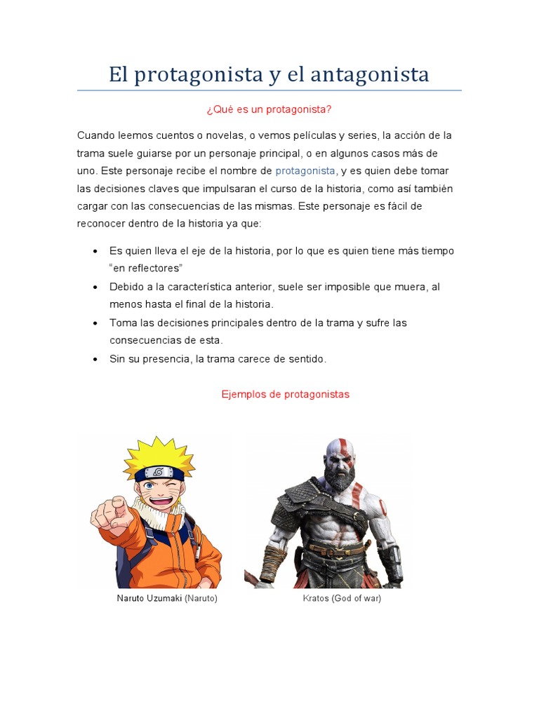 Protagonista y Antagonista en Cuentos | PDF