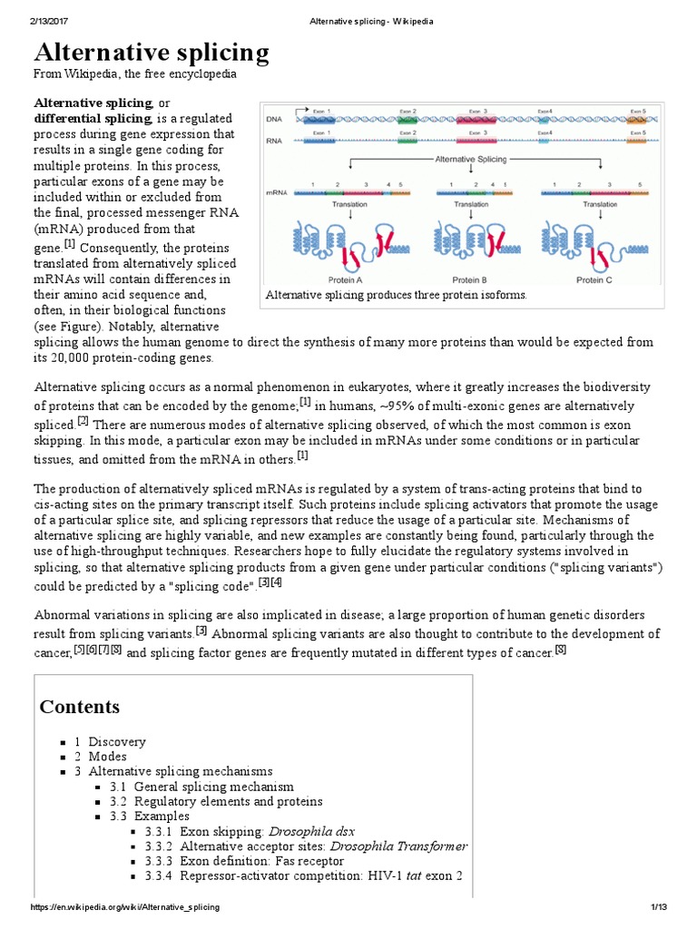 Alternative Splicing | Download Free PDF | Alternative Splicing | Rna ...
