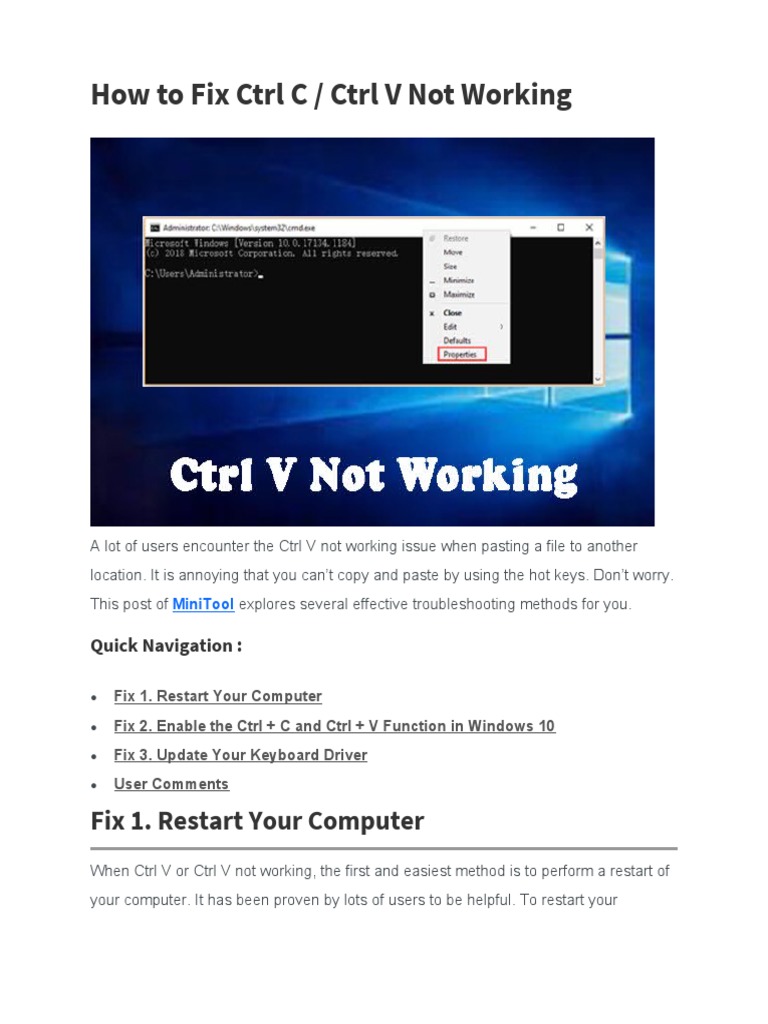 How To Fix CTRL C CTRL V Not Working | PDF | Control Key | Computer ...