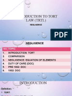 Introduction To Tort Law (TRTL) : Negligence