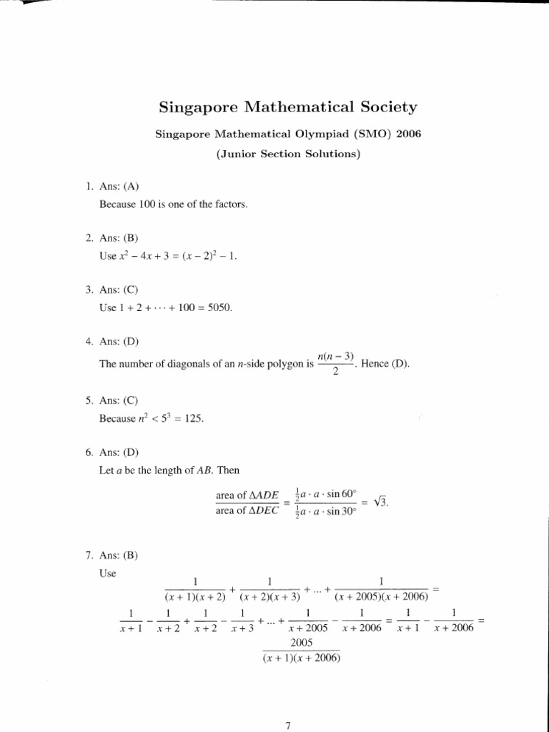SMO 2006 Junior Solution | PDF